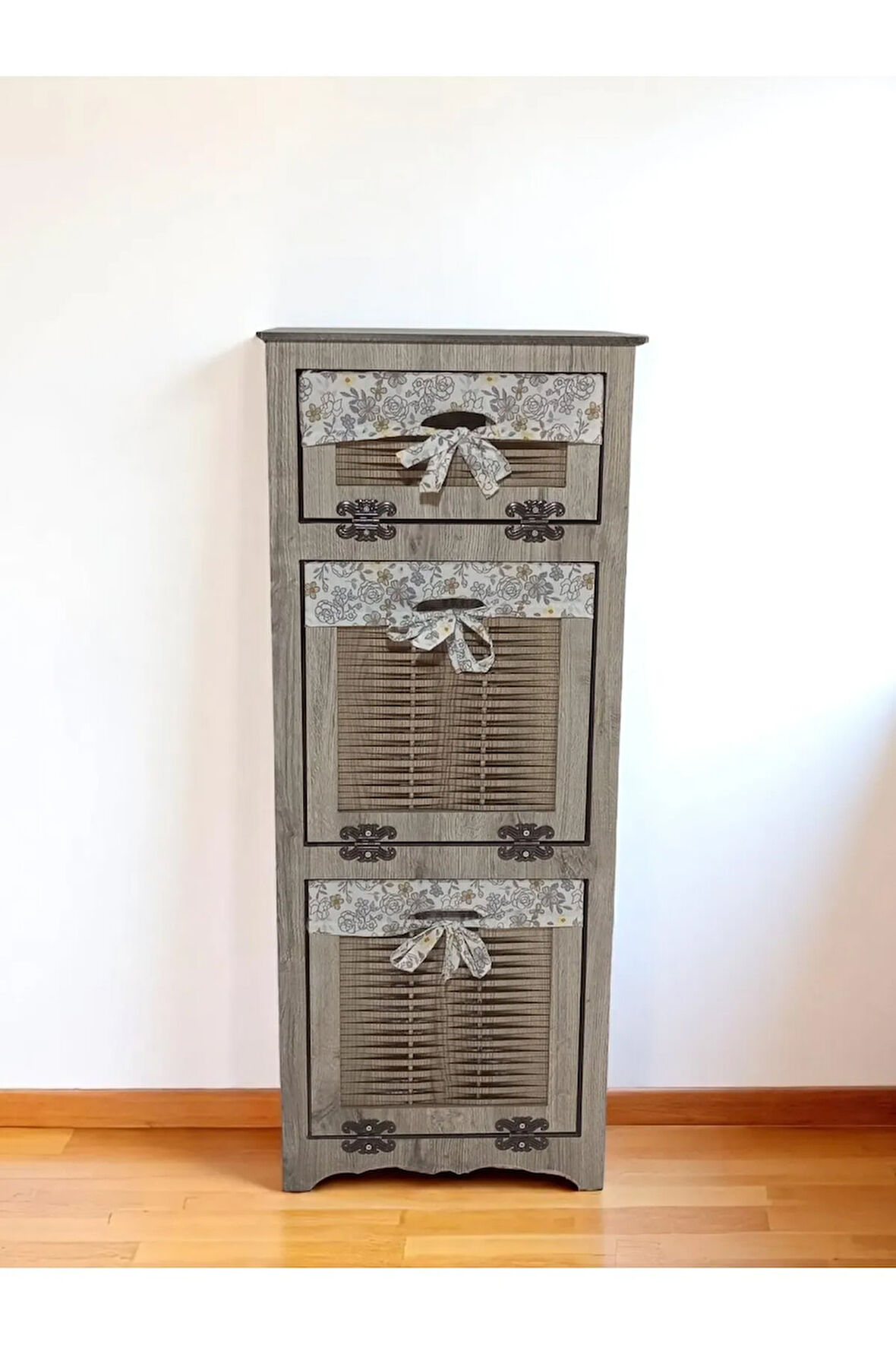 Ahşap Hasır Görünümlü Patates Soğan Sarımsak Kiler Dolabı (RUSTİK MEŞE)