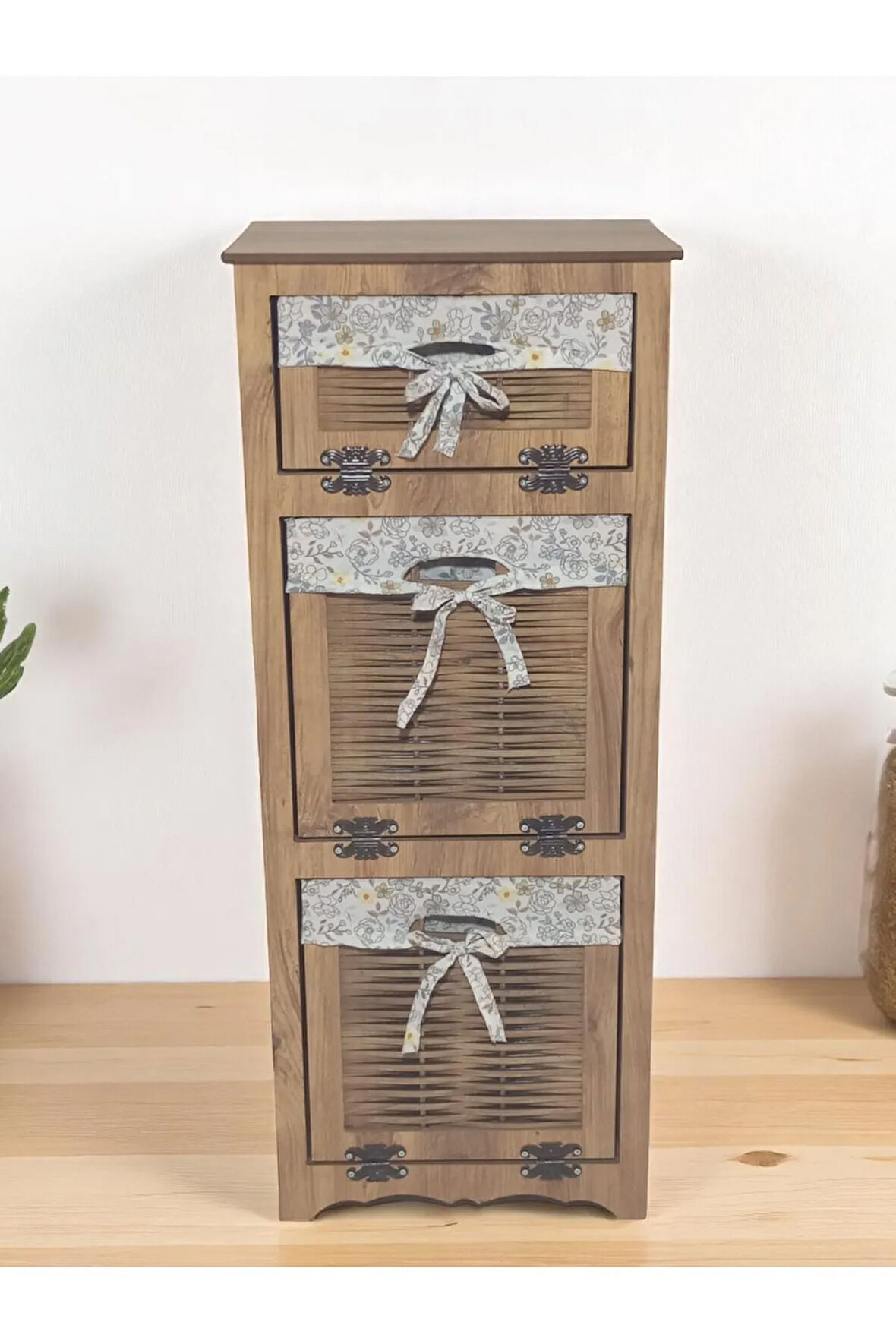 Ahşap Hasır Görünümlü Patates Soğan Sarımsak Kiler Dolabı (Atlantik Çam)