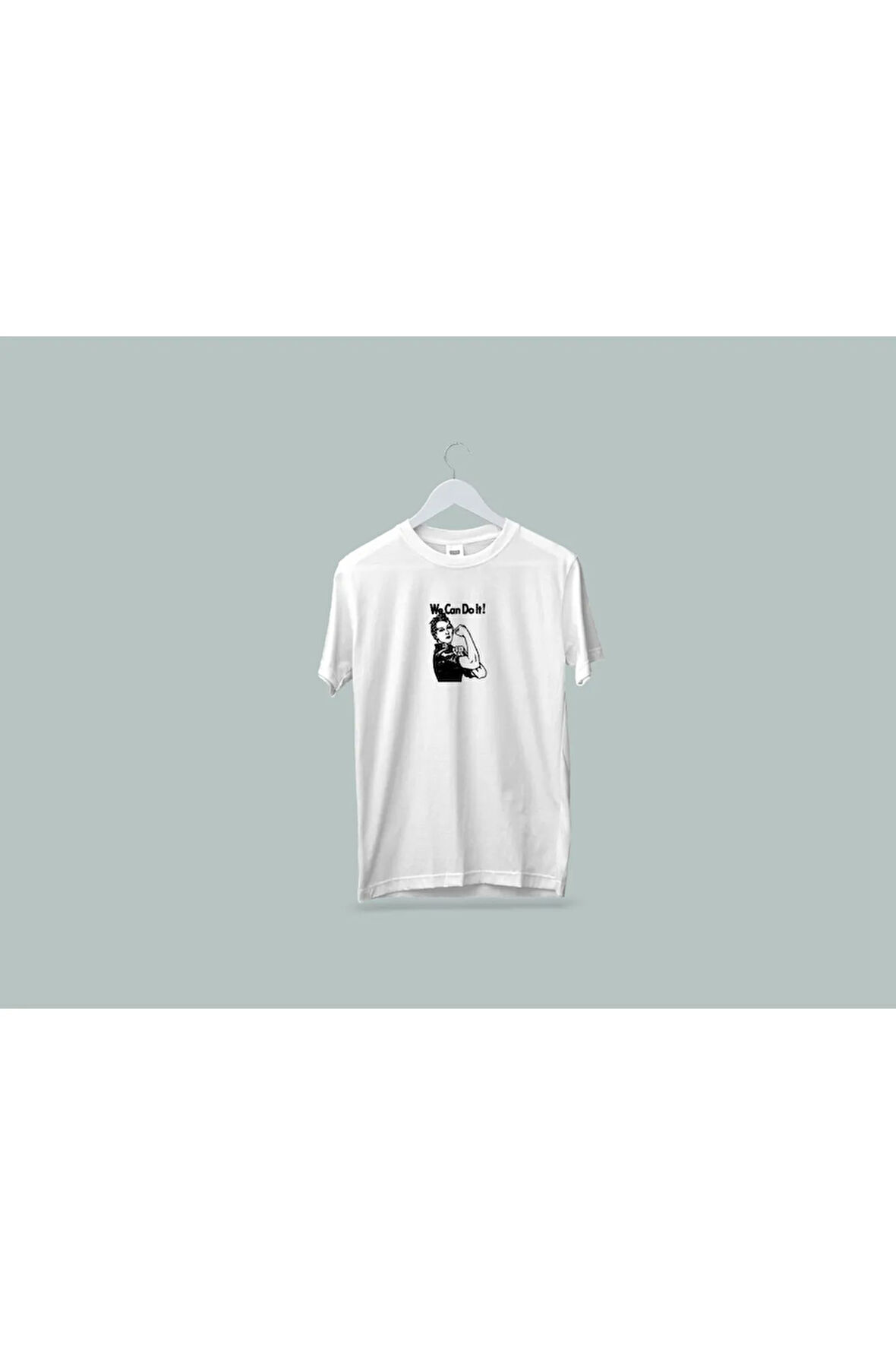 Makiteks Penye Kadın Erkek Yetişkin Baskılı Beyaz Gri Siyah Tshirt Yapabiliriz we can do it