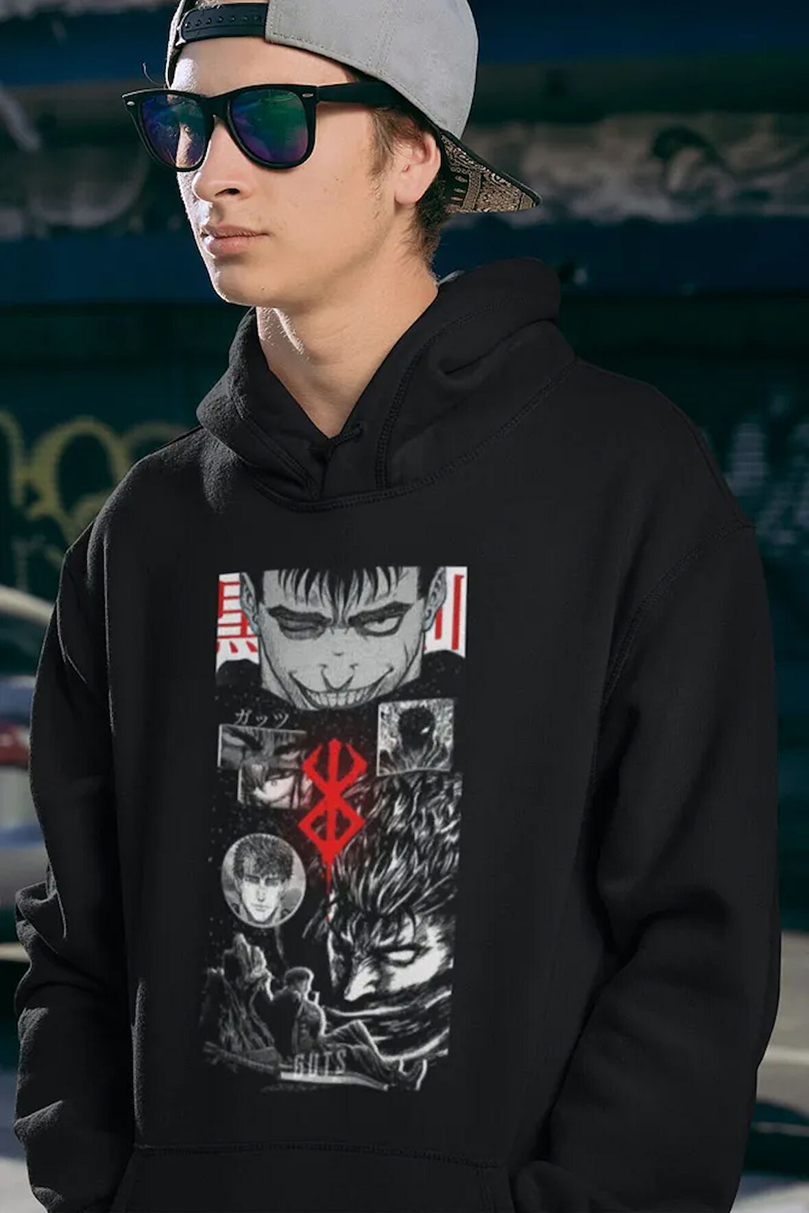 Guts Anime Berserk Baskılı Unisex Oversize Hoodie