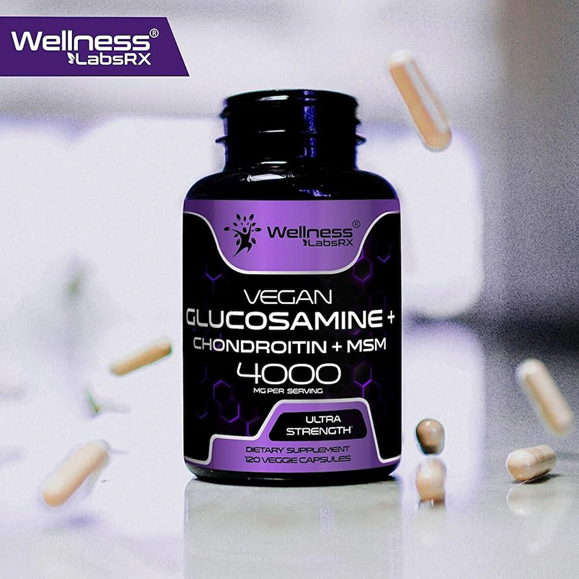 Wellnees Labs Glucosamine (Glukozamin) + Chondroitin + MSM 4000mg – 120 Capsules