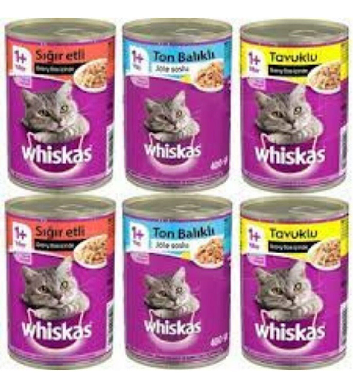 Whiskas Konserve 2 Biftek+2 Tavuk+2 Ton Balık 400 gr 6'lı Karma