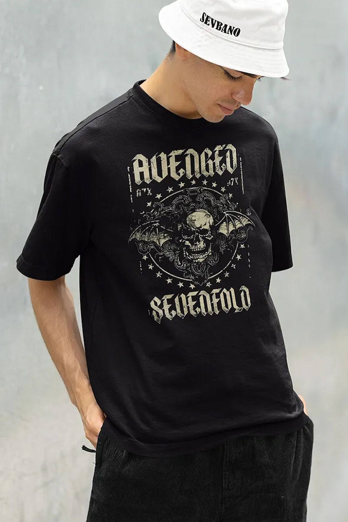Vintage Avenged Sevenfold Baskılı Unisex Oversize Rock Metal Tişört