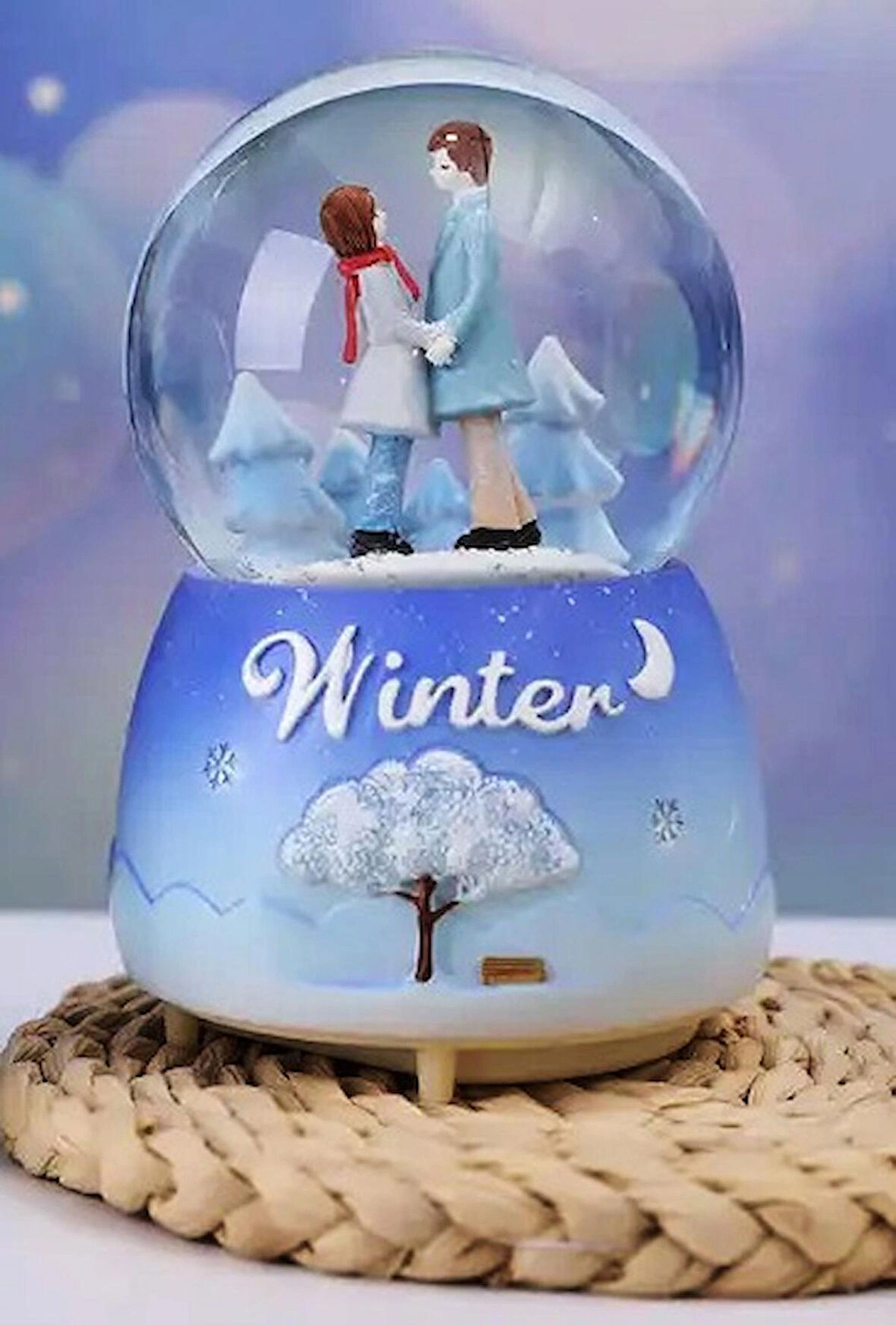 Evlilik Yıl Dönümü Hediyesi Sevgiliye Doğum Günü Hediyesi  Winter Yazılı Sulu Kar Küresi