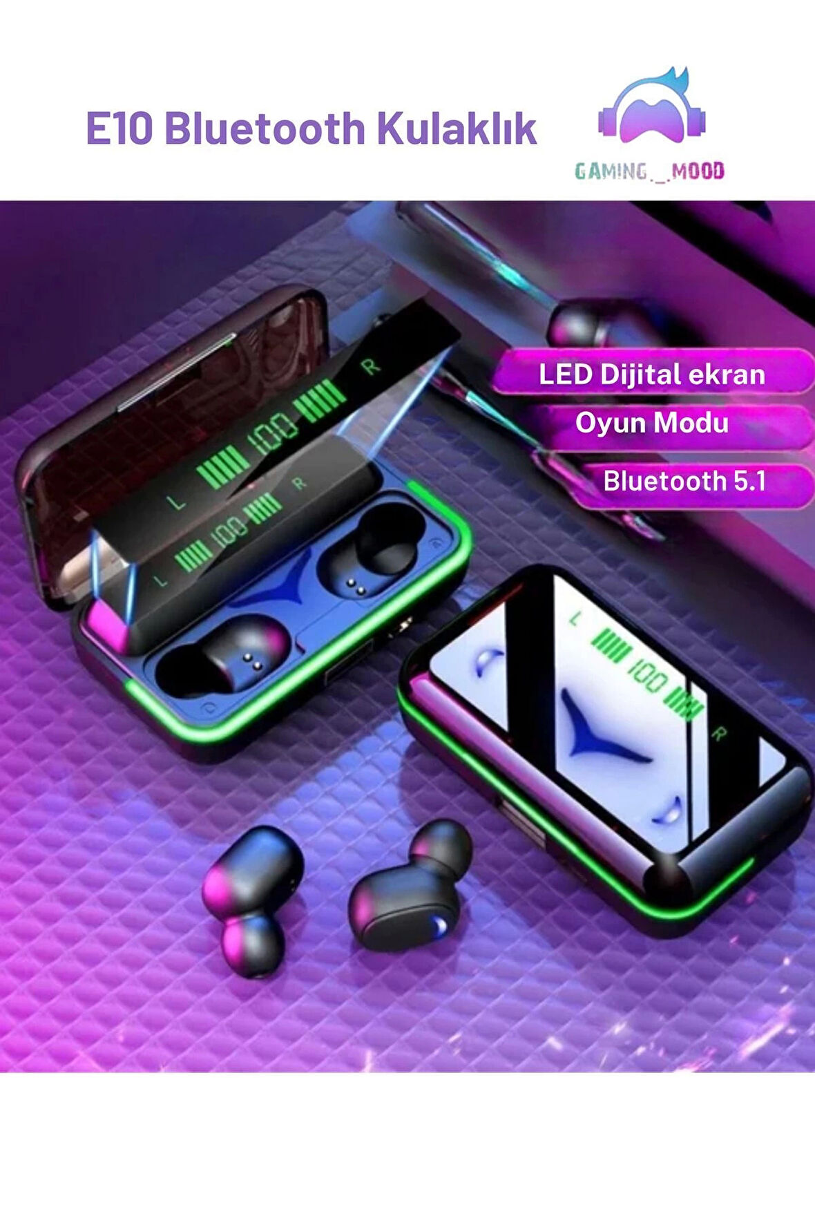 Poco X6 Pro Uyumlu Bluetooth 5.1 Mikrofonlu Led Göstergeli Gamer Kulak İçi Kulaklık