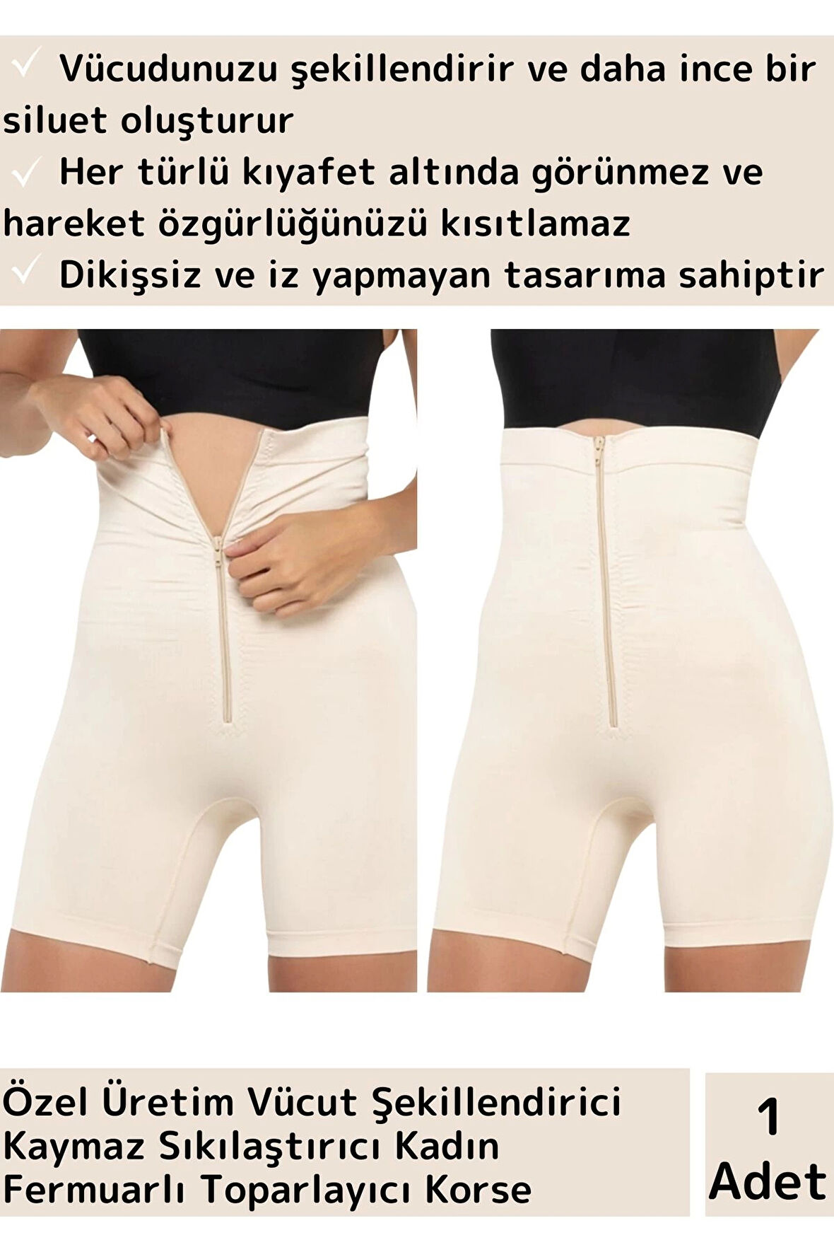 Premium Vücut Şekillendirici Toparlayıcı Kaymaz Sıkılaştırıcı İz Bırakmaz Ten L/XL Klasik Korse