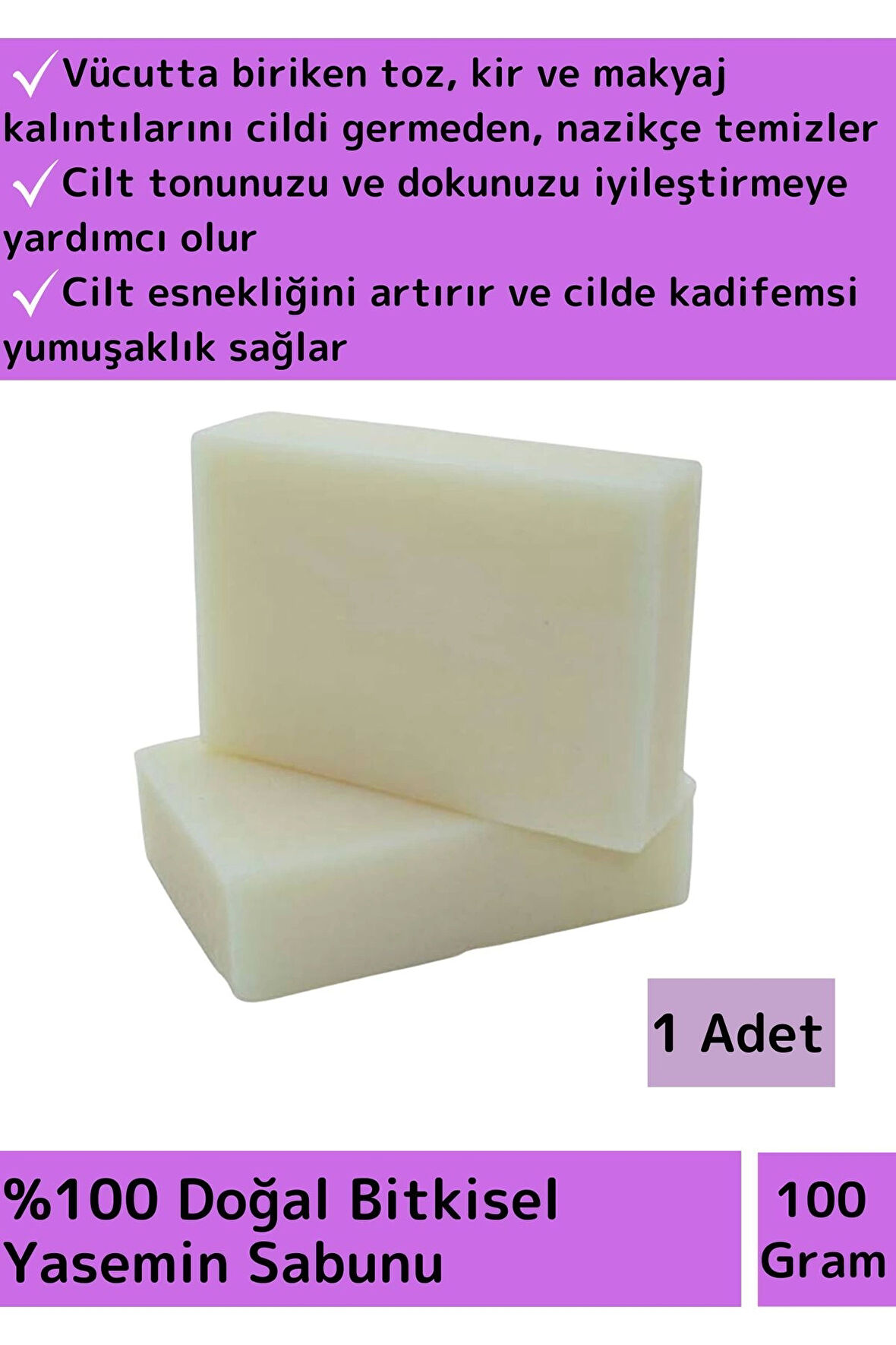 Bitkisel Güzel Kokulu Yasemin Sabunu Doğal Üretim Tüm Cilt Tipleri İçin Uygun 1 Adet