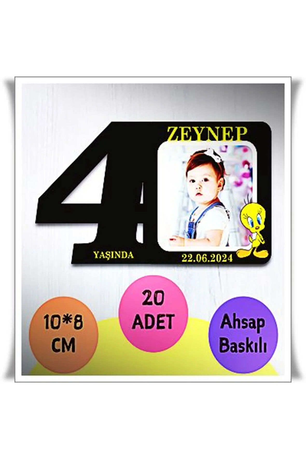 Bebek Çocuk Doğum Günü Resimli Ahşap Magnet 20 Adet