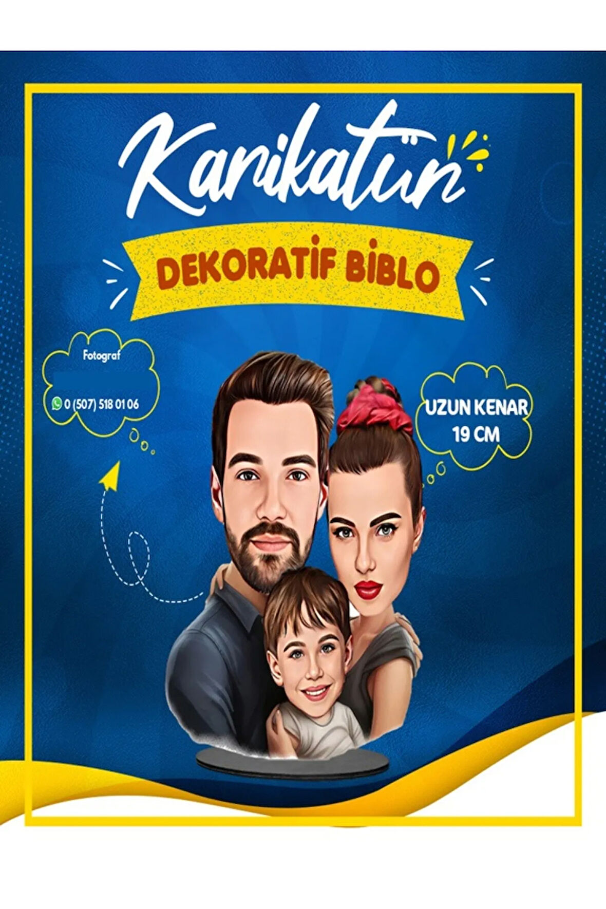 Anne Baba Çocuklar Resim Birleştirme Ahşap Masaüstü Figür-Biblo