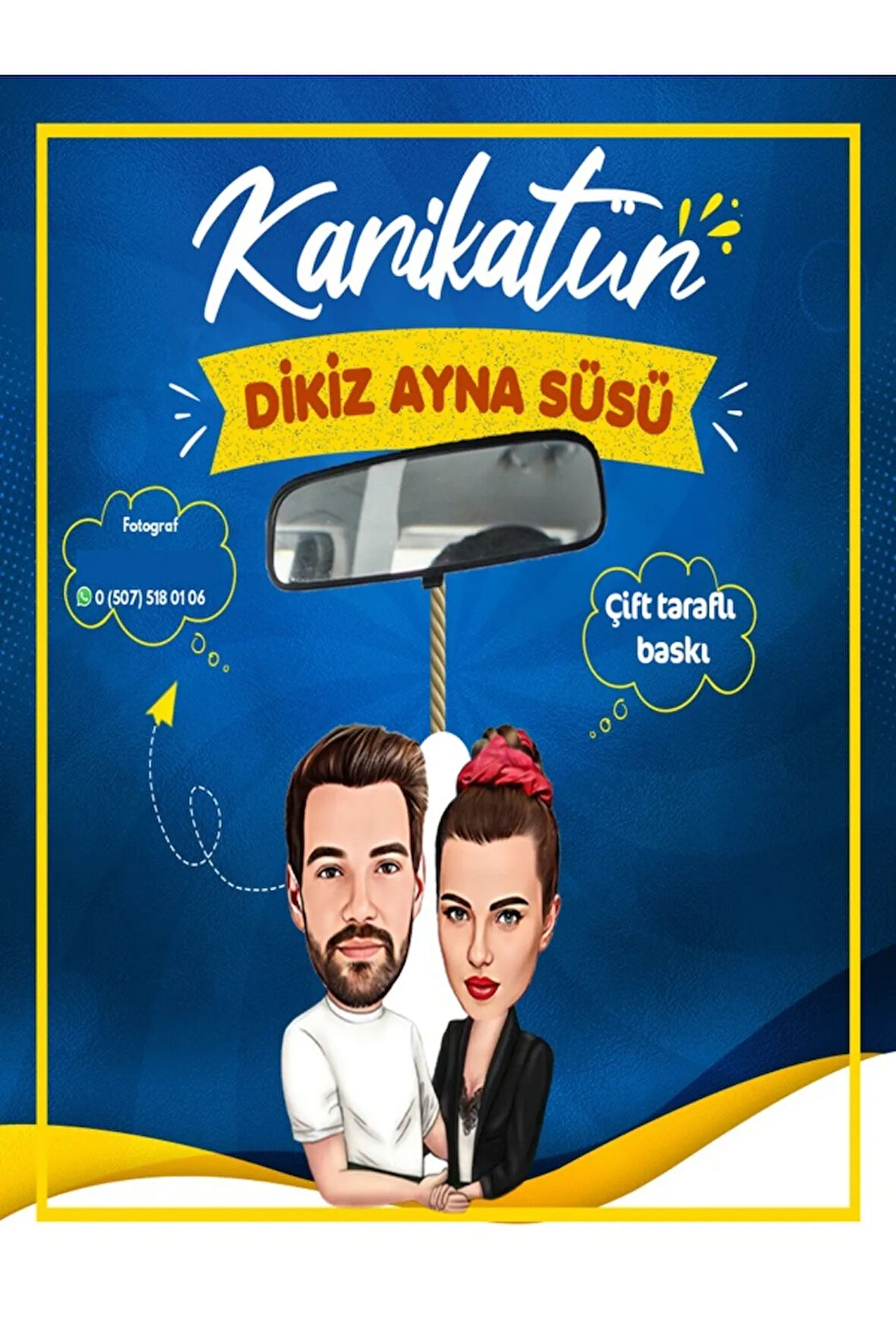 Bay Resim Birleştirme Aynı Karede Ahşap Dikiz Ayna Süsü Tüm Araçlar İle Uyumlu