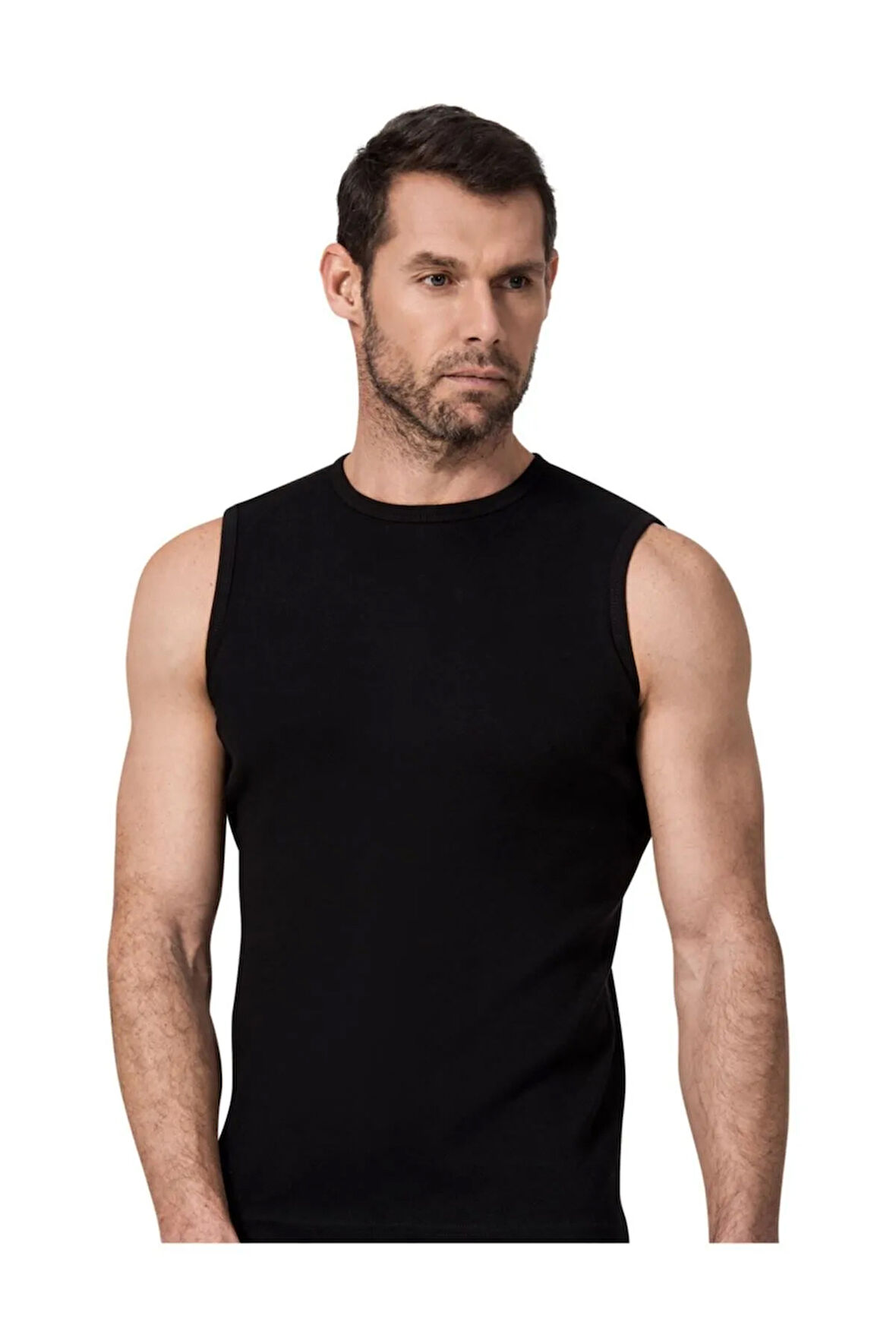 6 Çift Siyah Renk Namaldi Ribana Bisiklet Yaka Kolsuz Badi