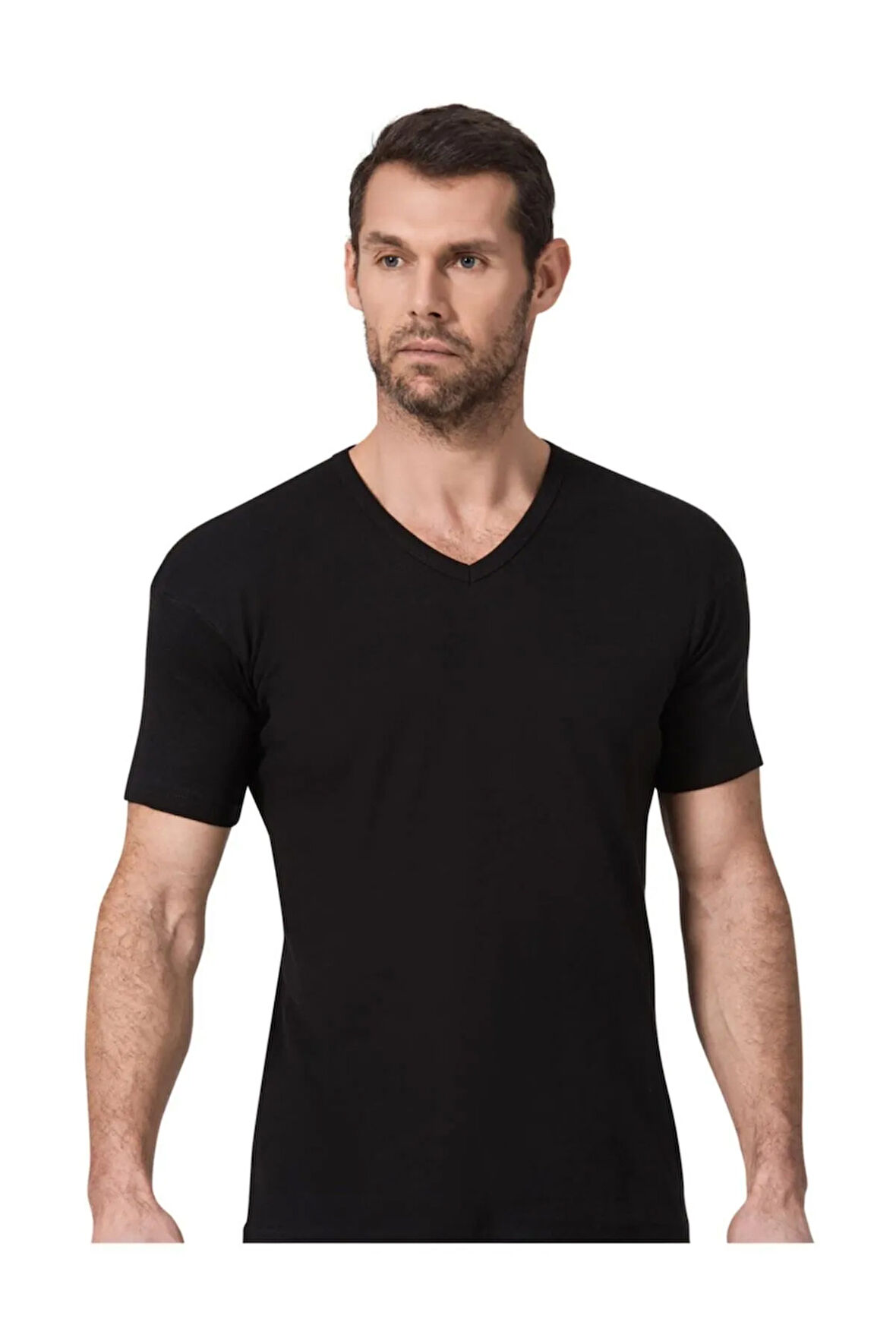 Ribana V Yaka Yarım Kol Atlet 12 Adet Siyah