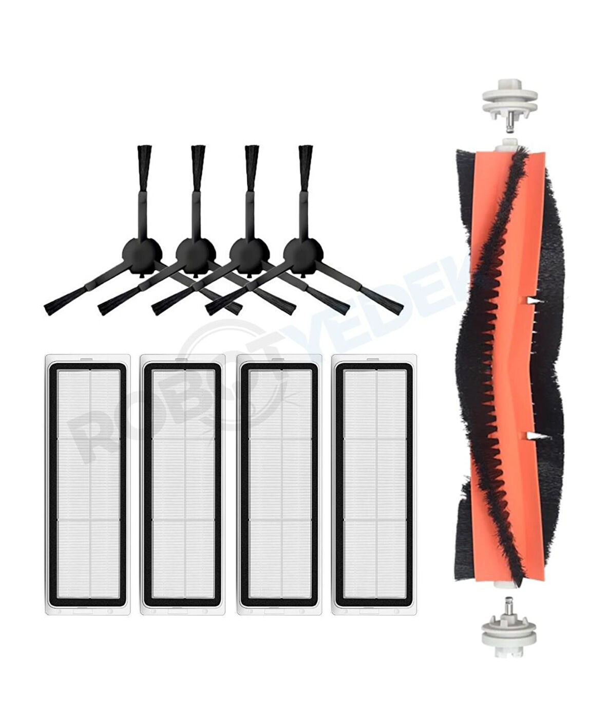 Xiaomi X10 Uyumlu Yedek Mopsuz Fırça Hepa Filtre Seti-9 Parça