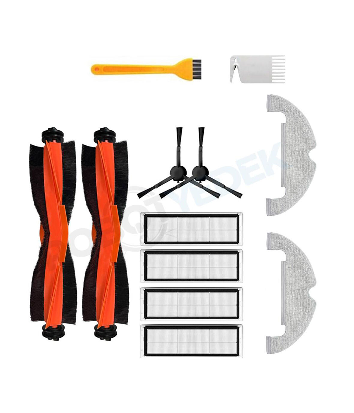 Xiaomi X10 Uyumlu Yedek Siyah Fırça Hepa Filtre Mop Seti-12 Parça