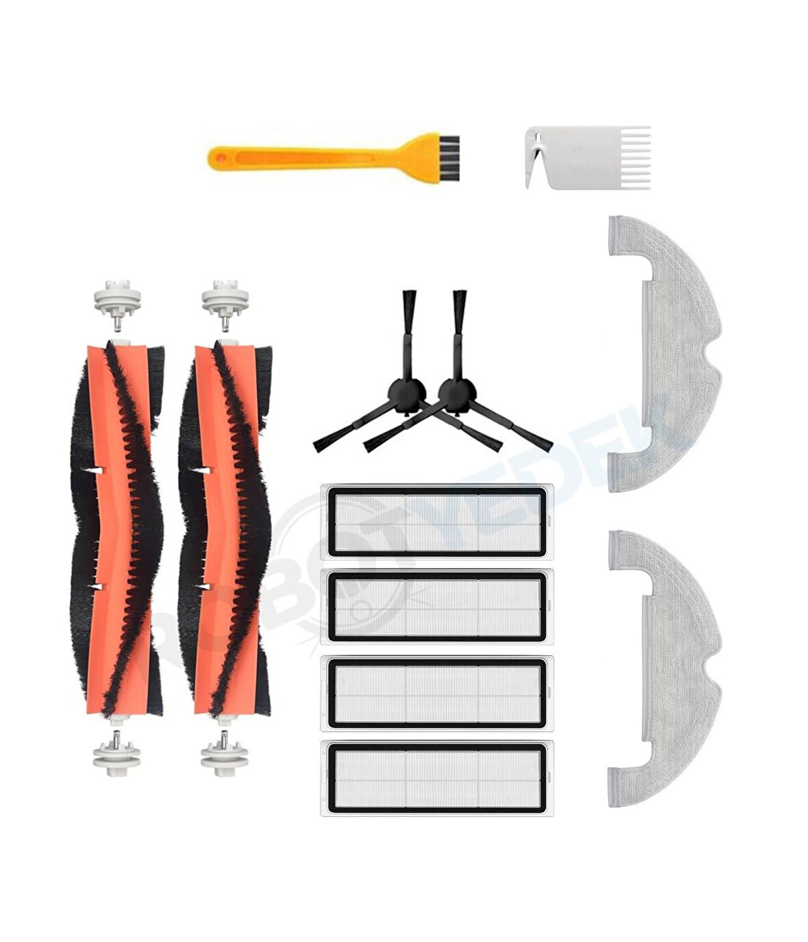 Xiaomi X10 Uyumlu Yedek Fırça Hepa Filtre Mop Seti-12 Parça