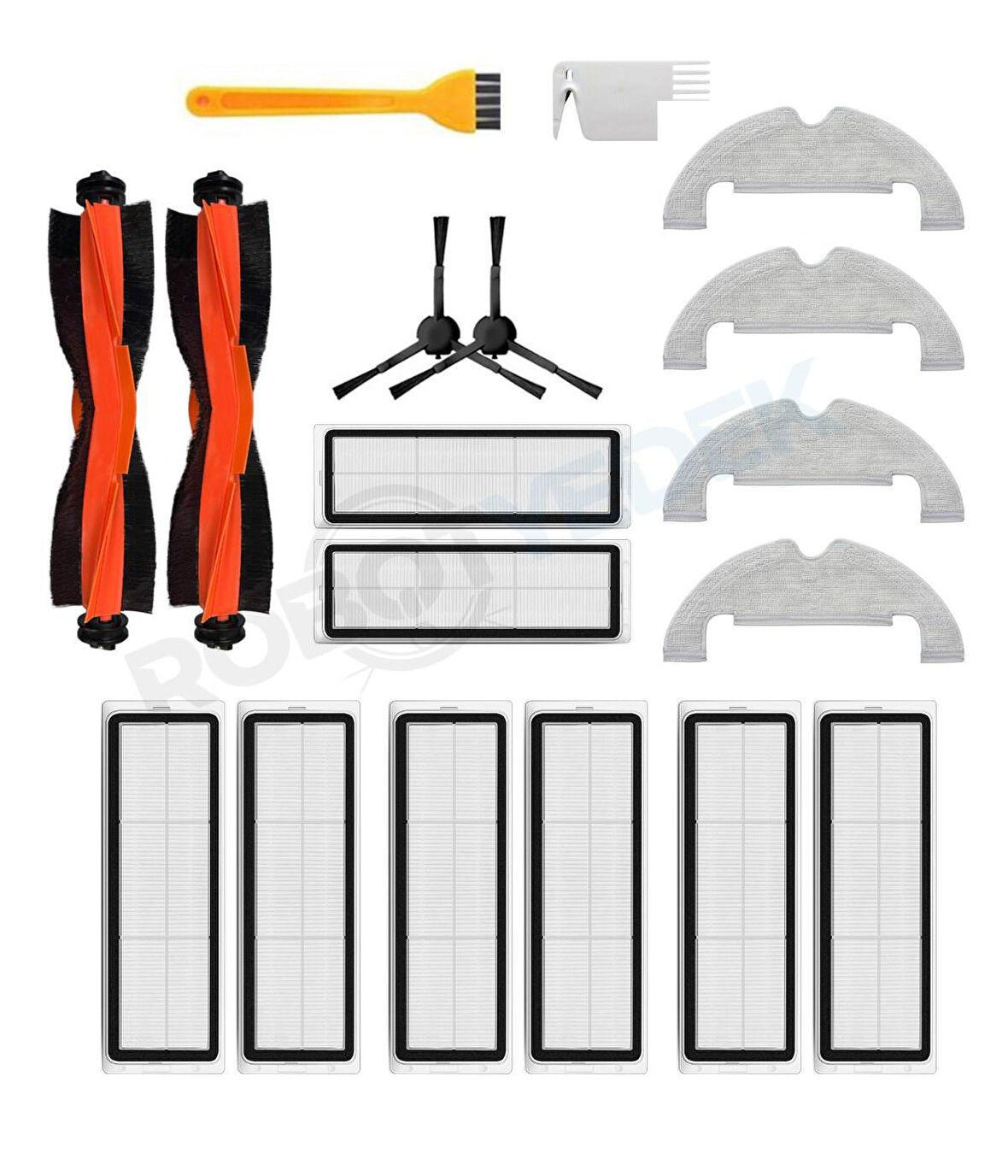 Xiaomi X10 Uyumlu Yedek Siyah Fırça Hepa Filtre Mop Seti-18 Parça