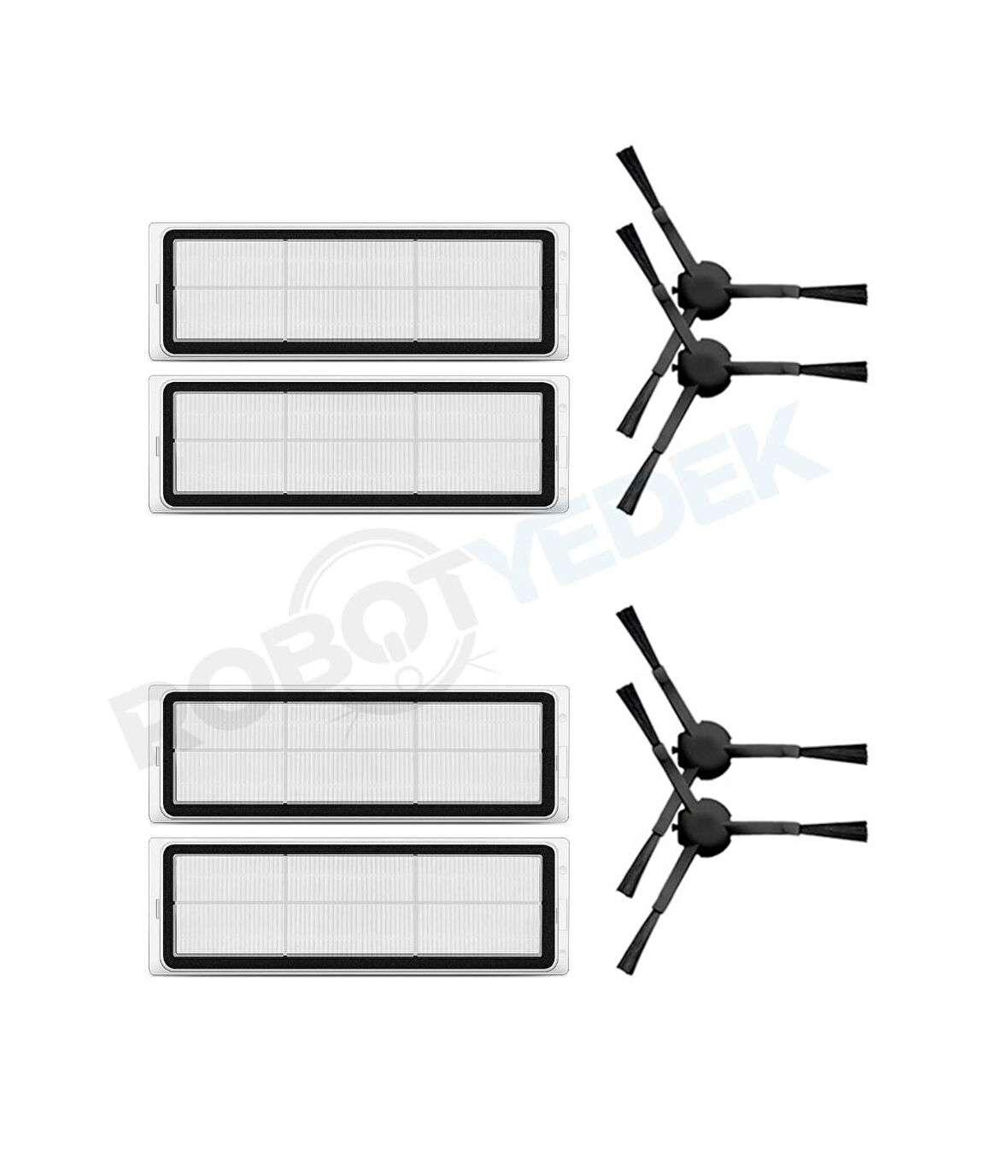 Xiaomi X10 Uyumlu Yedek Hepa Filtre ve Yan Fırça-8 Parça