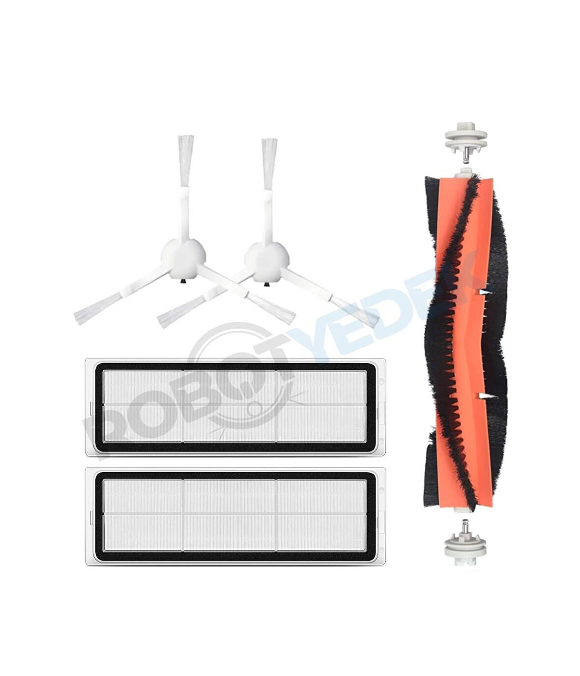 Xiaomi X10 Plus Uyumlu Yedek Mopsuz Fırça Hepa Filtre Seti-5 Parça