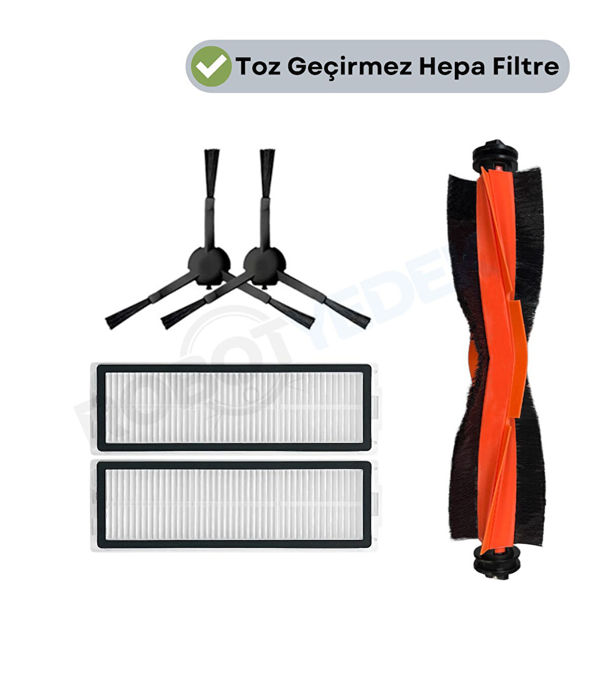 Xiaomi X20 Max X20 Pro (PLUS DEĞİL!) Uyumlu Yedek Mopsuz Siyah Fırça Hepa Filtre Seti-5 Parça