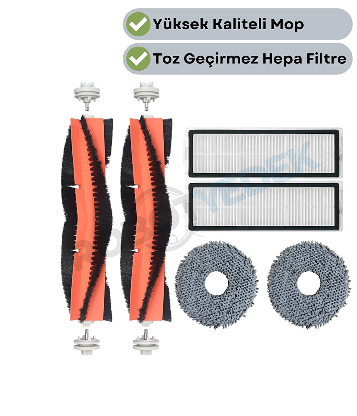 Xiaomi X20 Max X20 Pro (PLUS DEĞİL!) Uyumlu Yedek Fırça Hepa Filtre Mop Seti-6 Parça