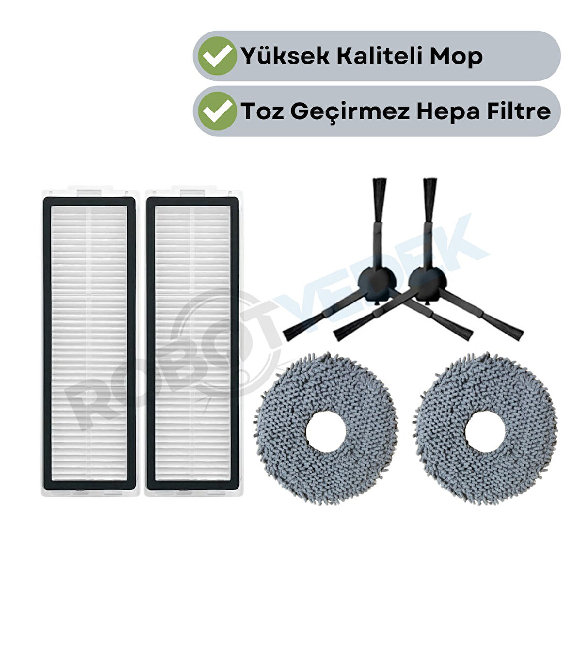 Xiaomi X20 Max X20 Pro (PLUS DEĞİL!) Uyumlu Yedek Hepa Filtre Yan Fırça Mop-6 Parça