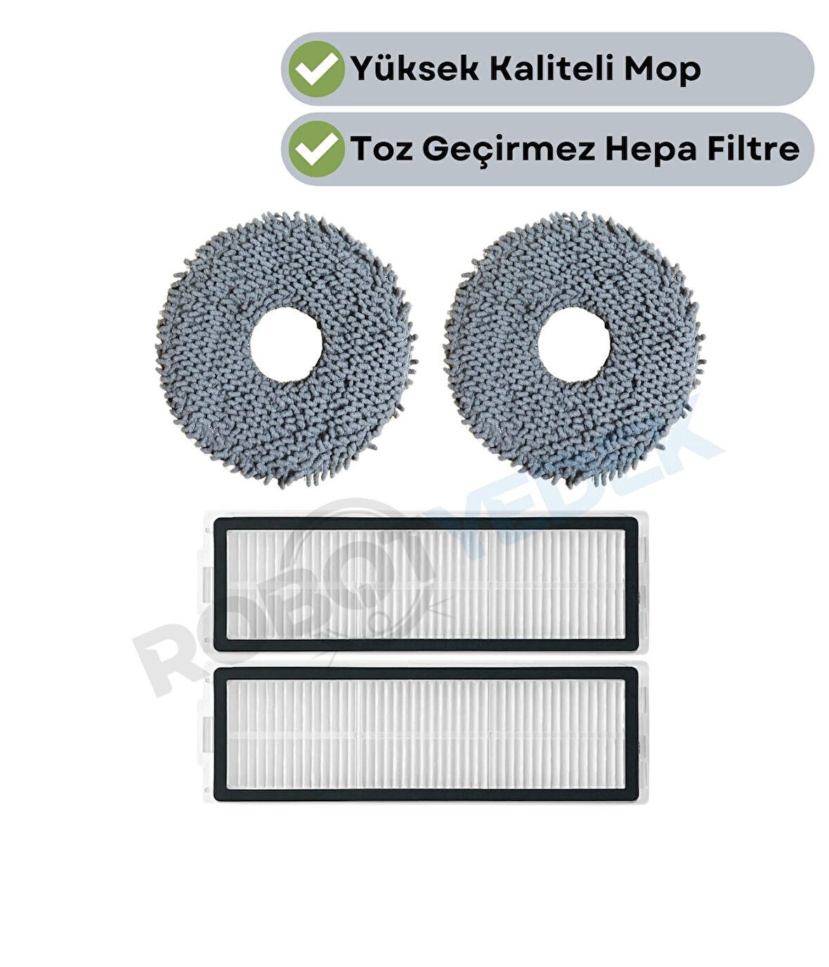 Xiaomi X20 Max X20 Pro (PLUS DEĞİL!) Uyumlu Yedek Mop ve Hepa Filtre-4 Parça