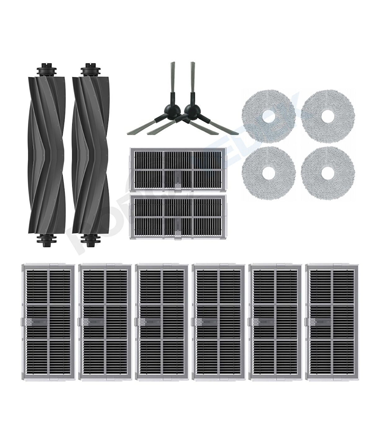 Dreame X30 Ultra Uyumlu Kauçuk Fırça Hepa Filtre Mop Seti-16 Parça