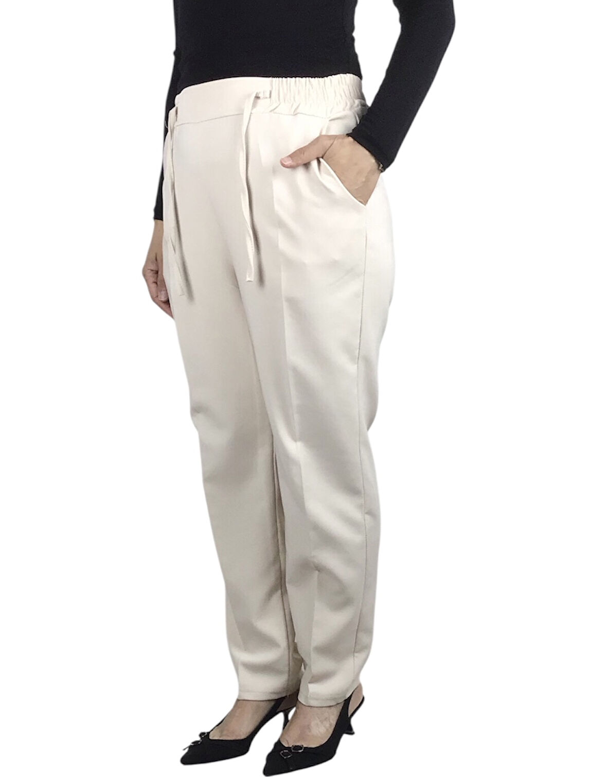 KADIN BELİ LASTİKLİ BORU PAÇA PANTOLON