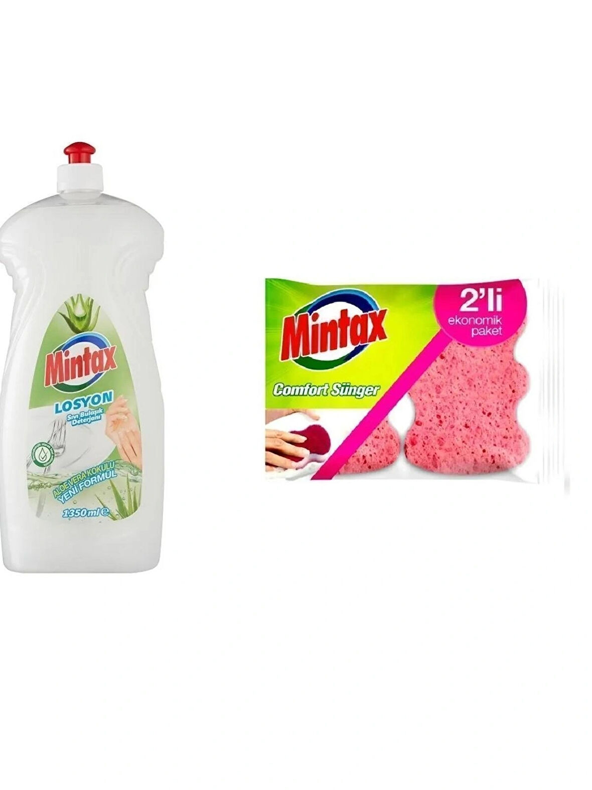 Mintax Losyon Bulaşık Deterjanı 1350 Ml + Mintax Comfort Sünger