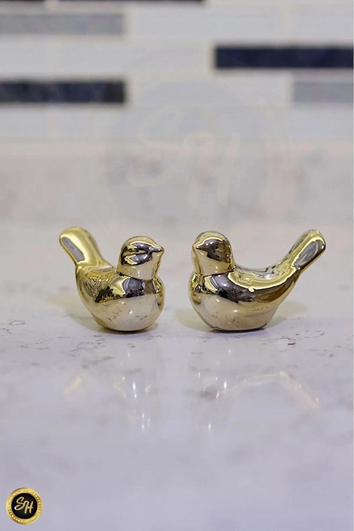 Kuş Kanarya Kuş Model Gold Biblo Dekoratif Sunumluk Dekor