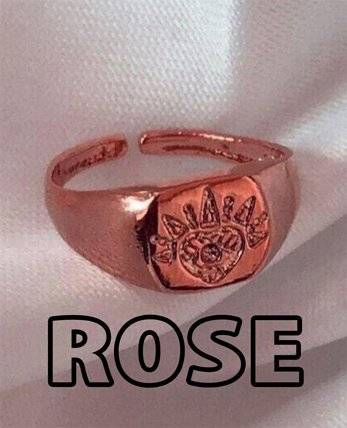 Göz Detaylı Minimal Yüzük Rose Renk - 426