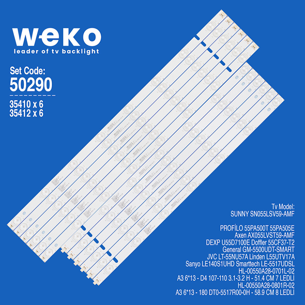 5290 35410X6 35412X6 HL-00550A28 12 ADET LED BAR
