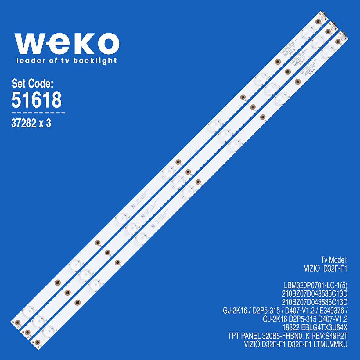 6618 37282X3 GJ-2K16 D2P5-315 D407-V1.2 3 ADET LED BAR