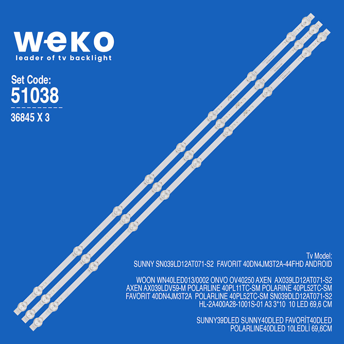 6038 36845X3 HL-2A400A28-1001S-01 A3 3*10 3 ADET LED BAR