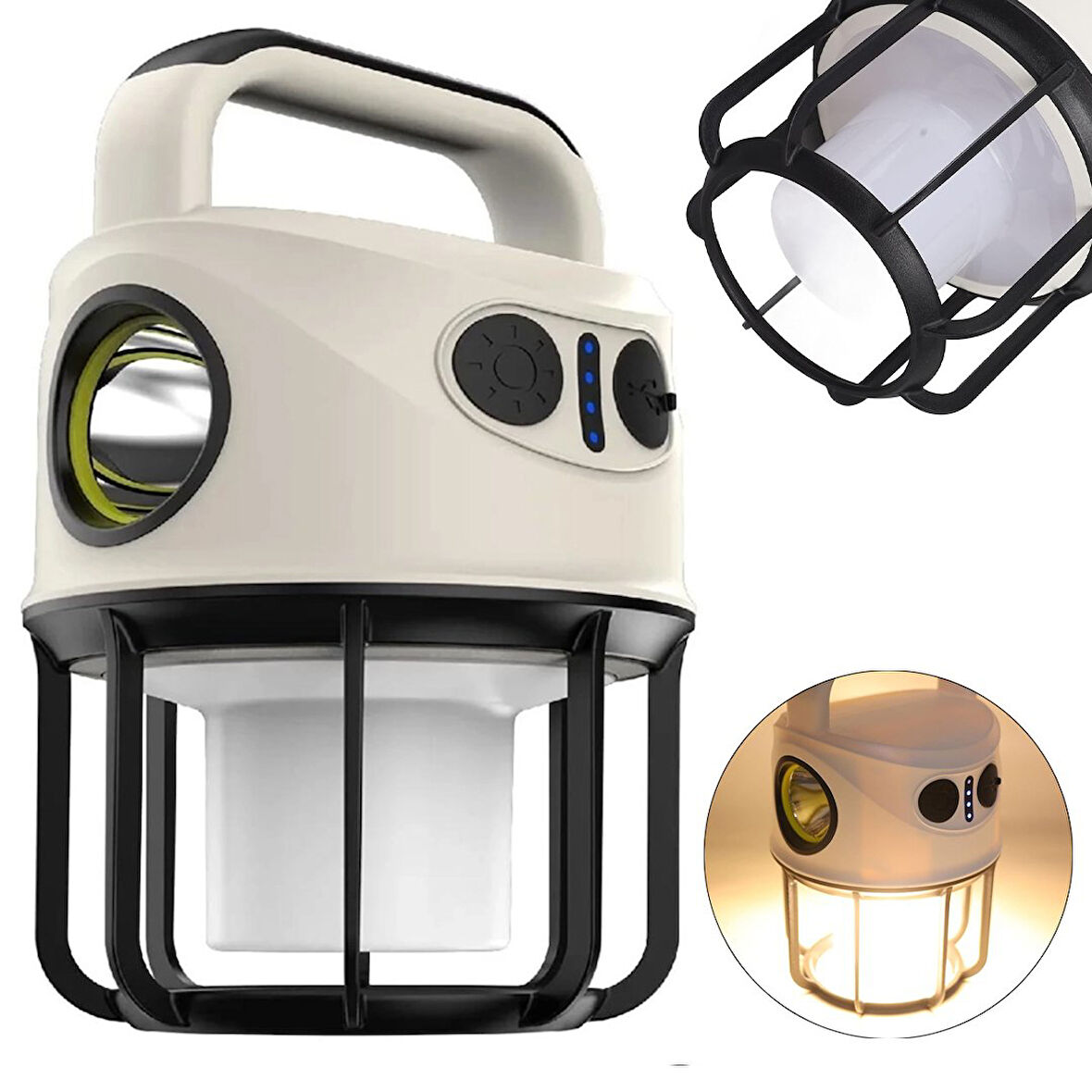 CH-22025 ÇİFT IŞIKLI KAMP LAMBASI EL FENERİ POWERBANK ÖZELLİKLİ