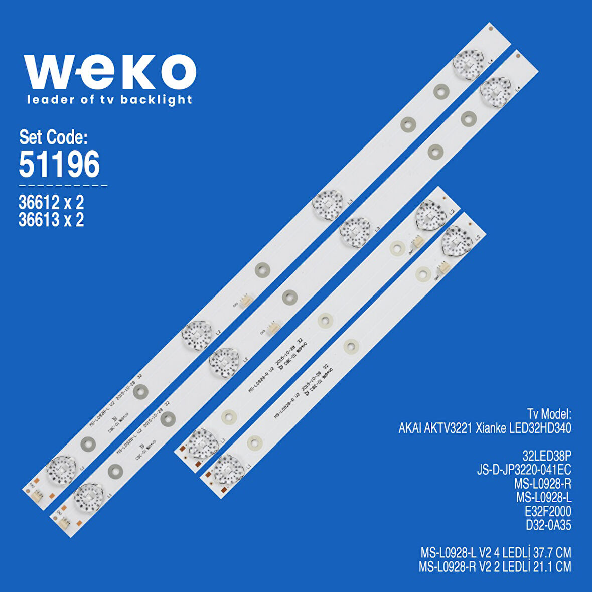 6195 36612X2 36613X2 MS-L0928-L/R 4 ADET LED BAR
