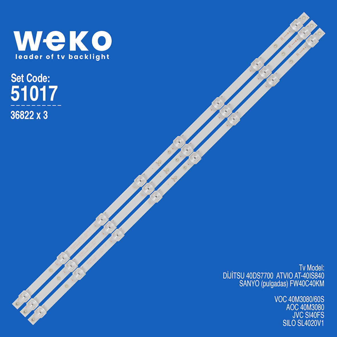 6017 36822X3 K400WDD1 MİNİ A1 4708-K400WD-A1113N01 3 ADET LED BAR