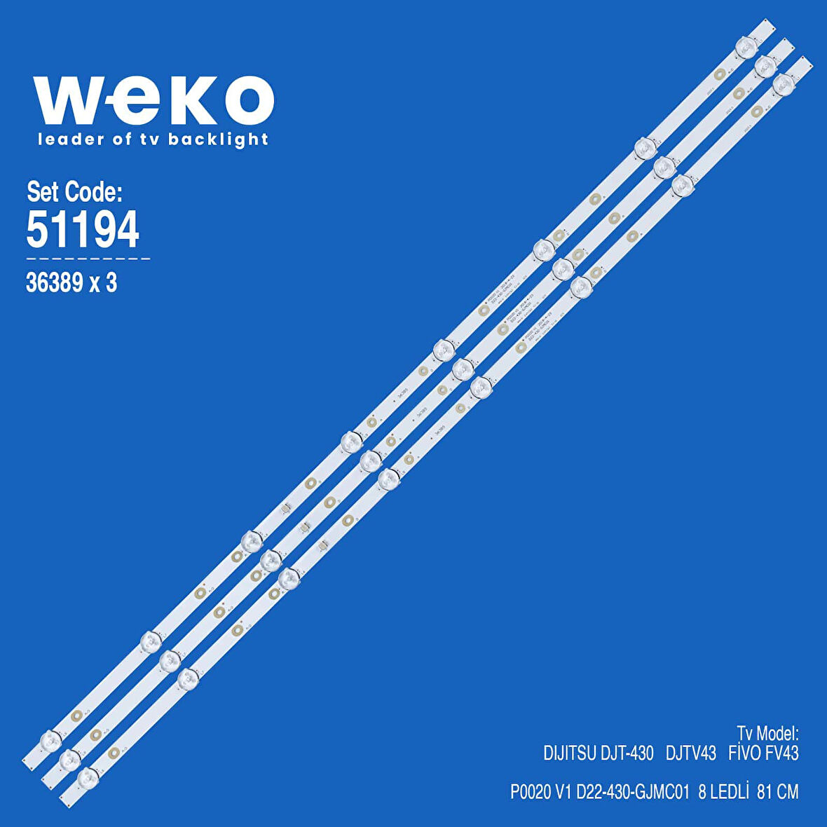 6194 36389X3 P0020 V1 D22-430-GJMC01 3 ADET LED BAR