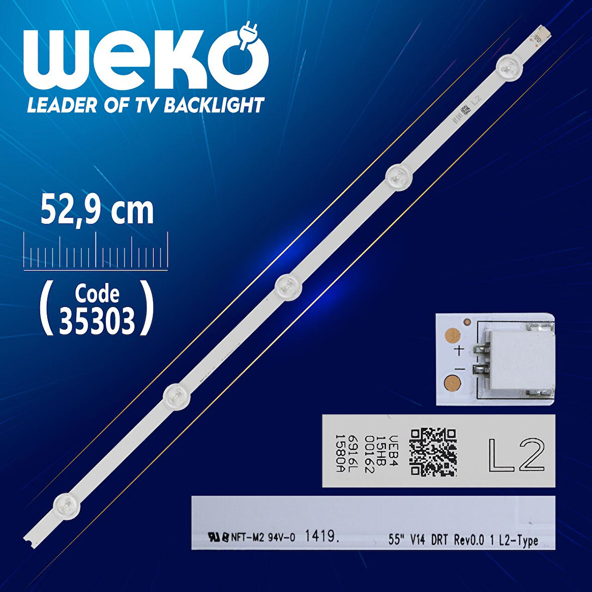 55 V14 DRT REV0.0 1 L2-TYPE - 6916L1448A - 52.9 CM 5 LEDLİ -