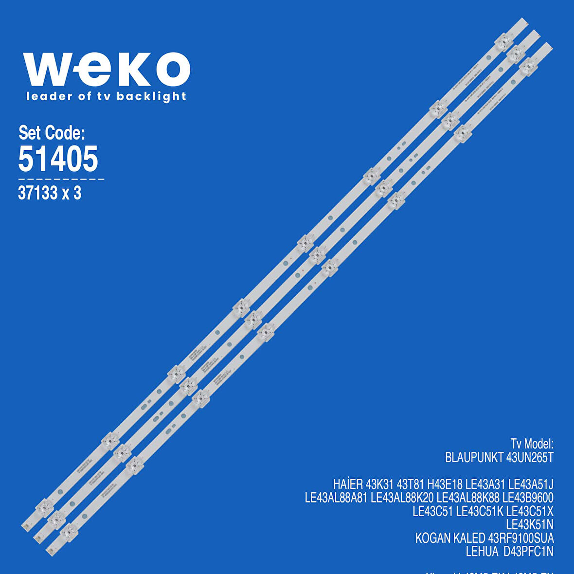 6405 37133X3 06-43F9-SMC3030-0D22-3X8-W12-190826-B 3 ADET LED BAR