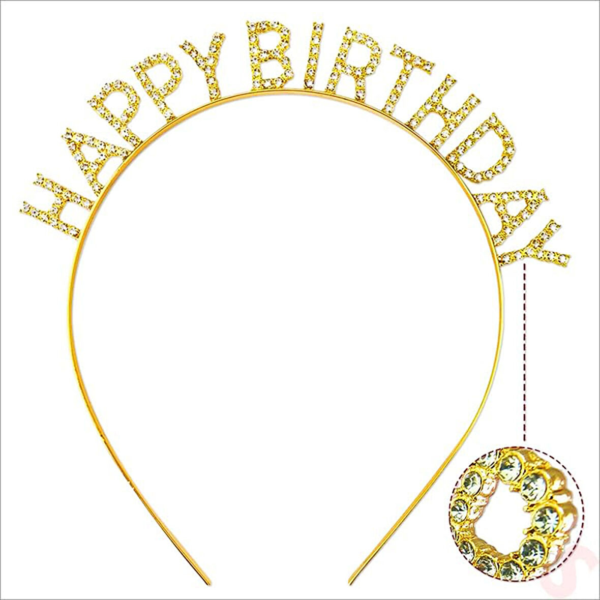 Altın Renk Kristal Taşlı Parlak Happy Birthday 16x17 cm