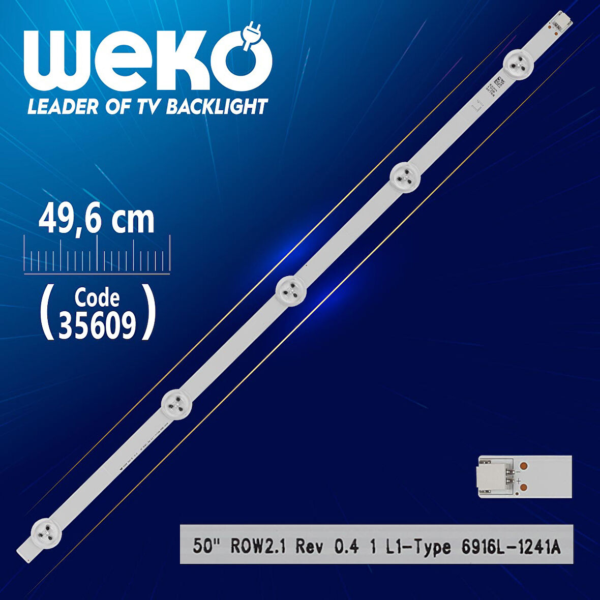 50 ROW2.1 REV 0.4 1 L1-TYPE 6916L-1241A - 49.6 CM 5 LEDLİ -