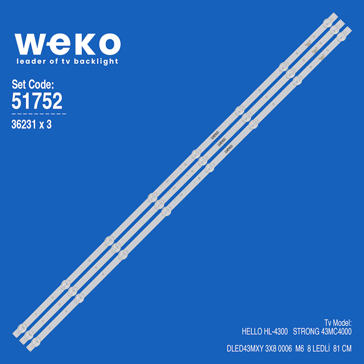6752 36231X3 DLED43MXY 3X8 0006 M6 3 ADET LED BAR