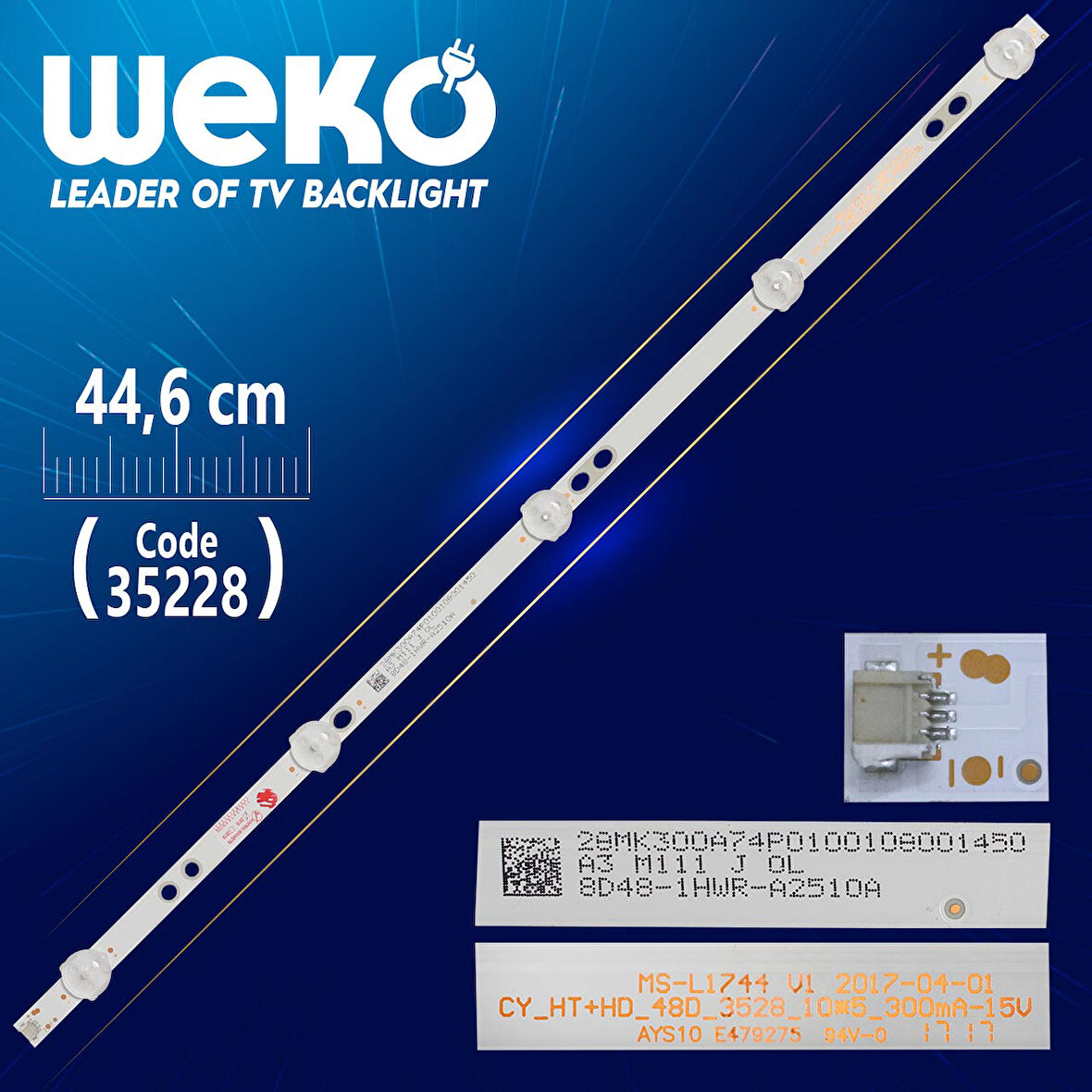 MS-L1744 V1 - CY_HT+HD_48D_3528_10*5_300MA-15V - 44.6 CM 5 LEDLİ -