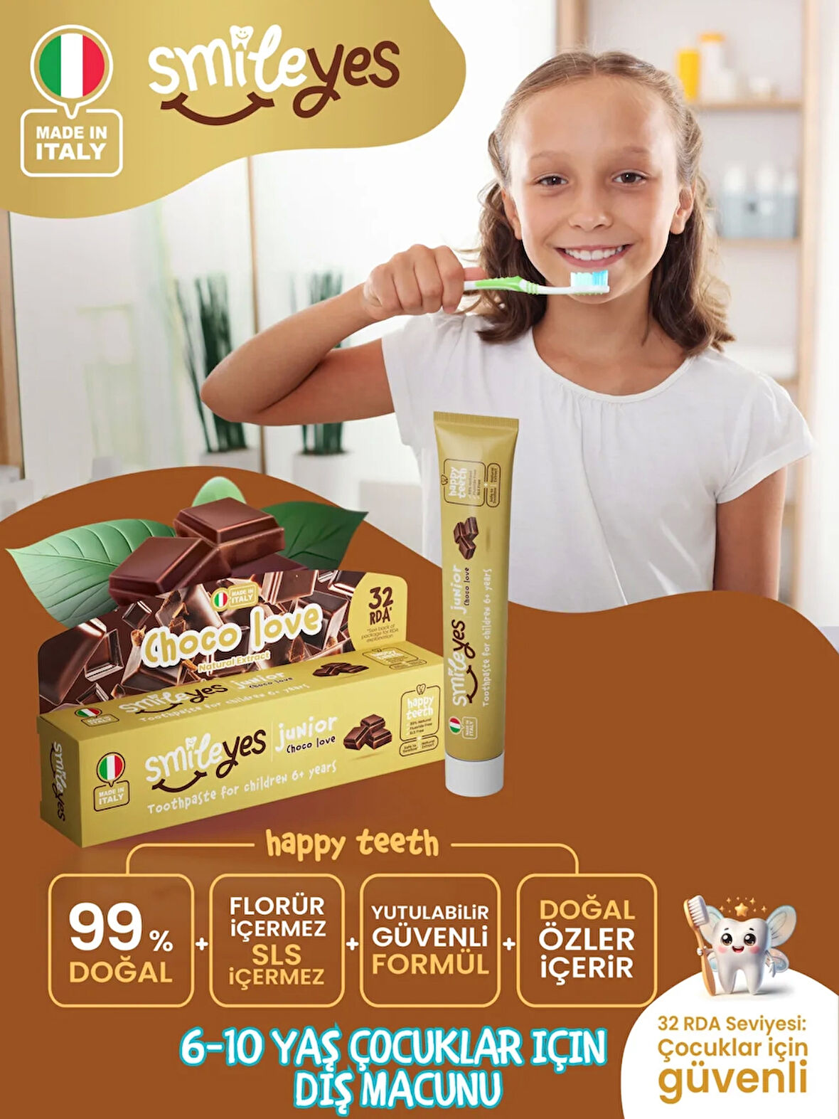 Smileyes Junior Diş Macunu 6+ Yaş 50 Ml Choco Love