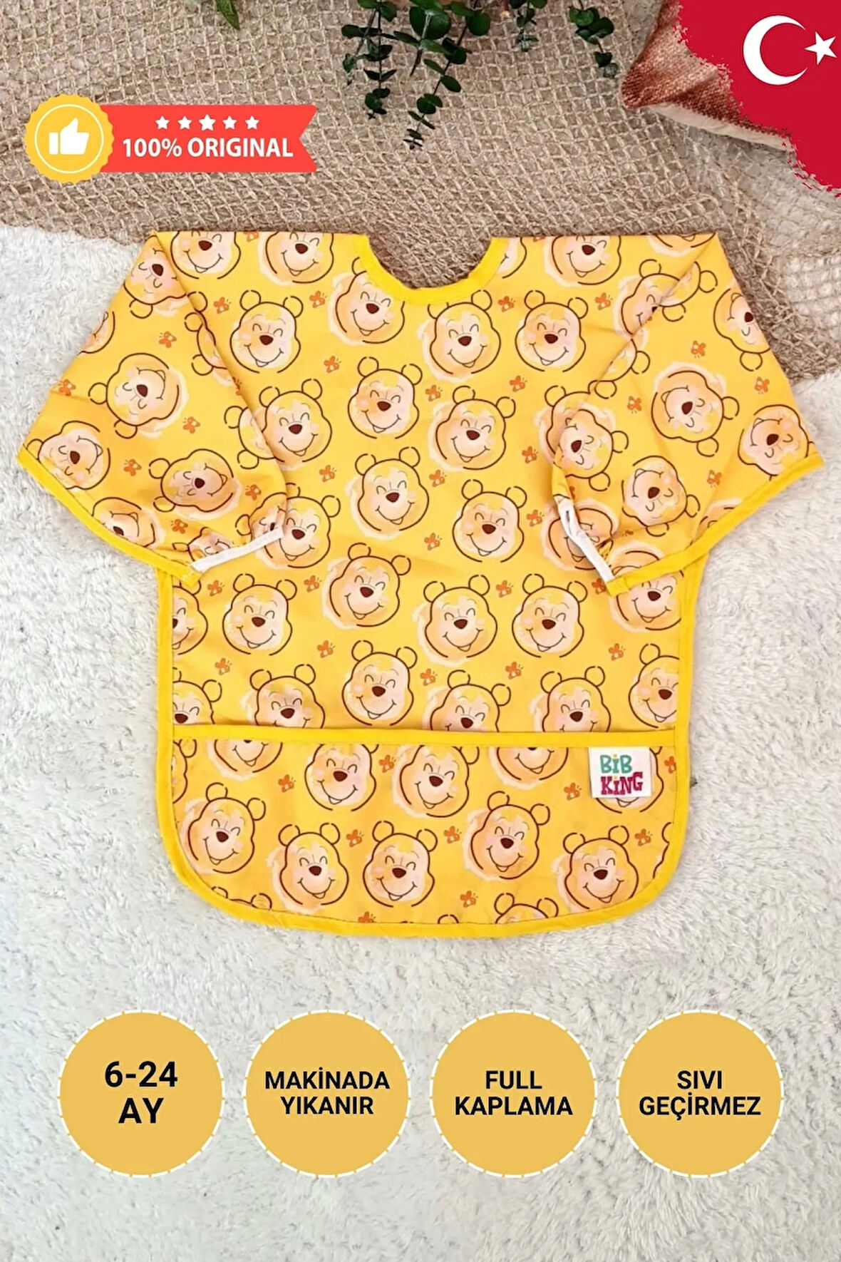 Candar Desenli Sıvı Geçirmez Unisex Aktivite Ve Önlüğü 6-24 Ay