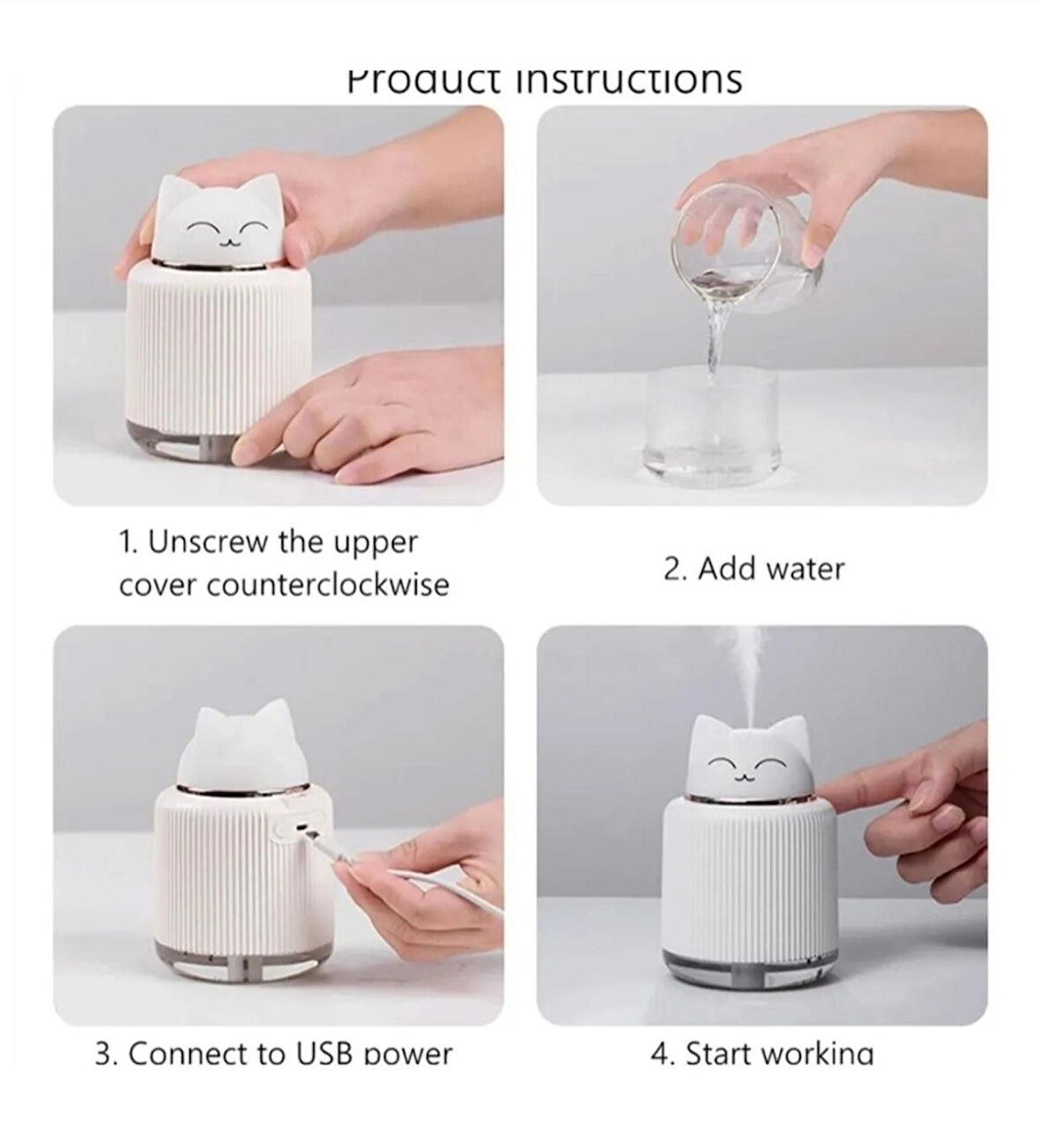 300ml Mini Hava Nemlendirici Aromaterapi Difüzör Sevimli Usb Uçucu Yağ Difüzör 3farklı Renk Gece Lambası