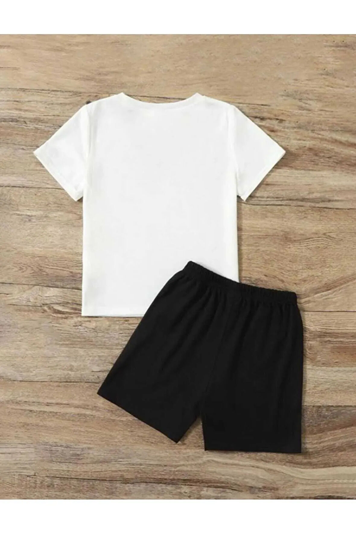 Erkek/Kız Çocuk KİNG Baskılı Siyah Beyaz Tshirt Şort Takım