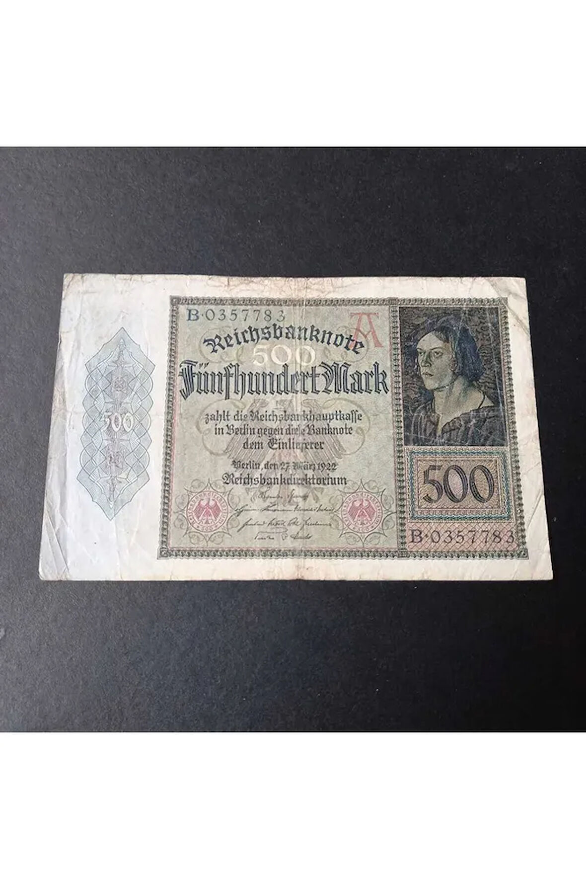 1922 Almanya Berlin 500 Mark HALİYLE eski yabancı kağıt para