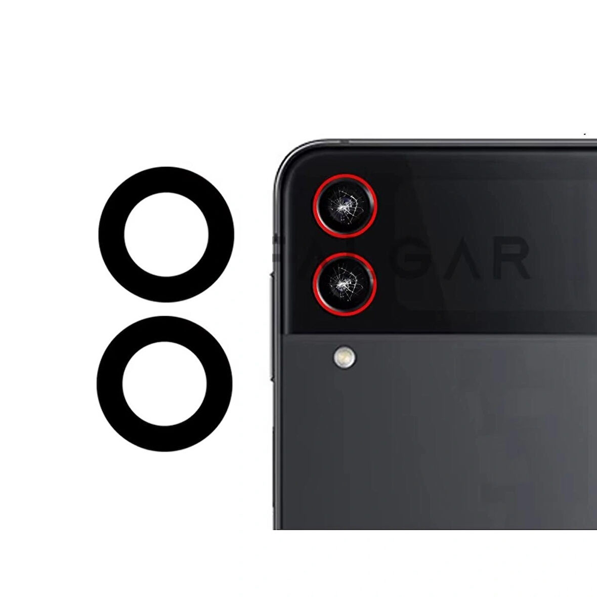 Galaxy Z Flip 3 İle Uyumlu Kamera Camı İthal Set SM-F711